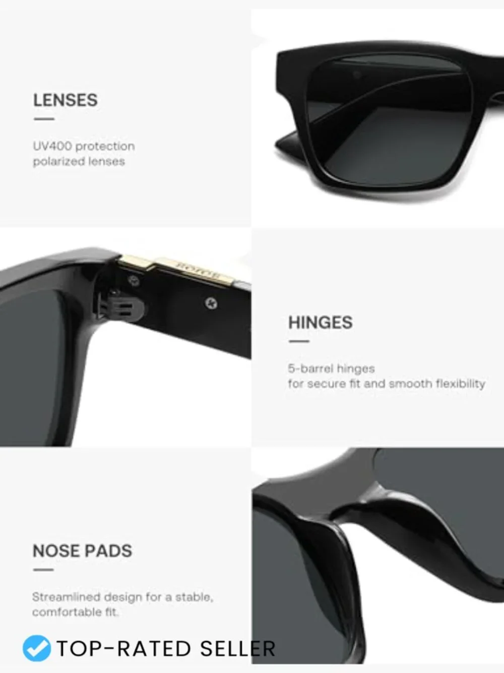 Trendy Polarized Square Sunglasses UV400 Retro 70s 80s 90s Shades Unisex